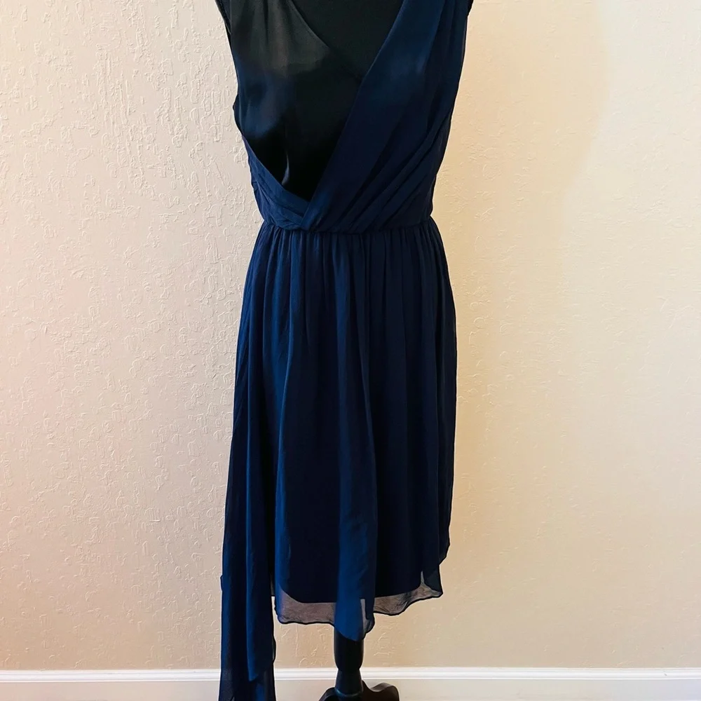 St. John Blue Asymmetrical V-Neck Sundress - Picture 1 of 9